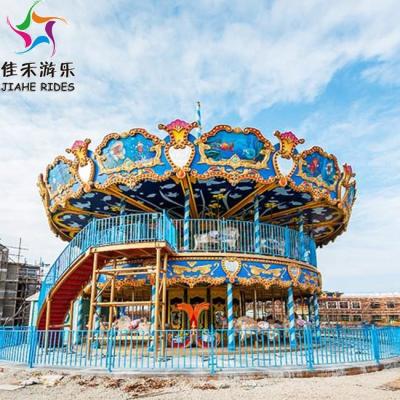 China FRP+steel Theme Park Rides Double Deck Amusement Luxury Carousel For Funfair for sale