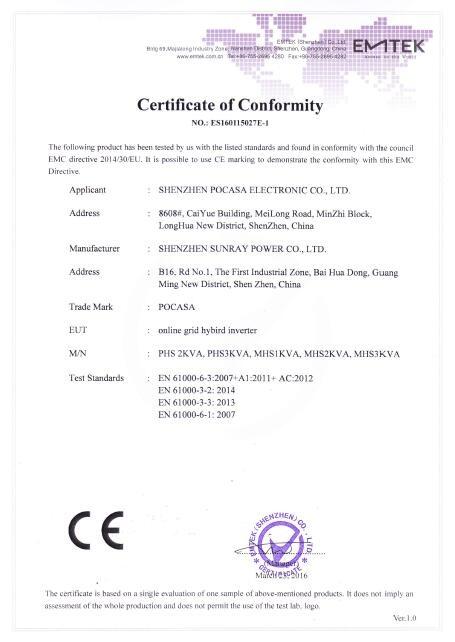 EMC - Shenzhen Pocasa Electronic Co., Ltd.