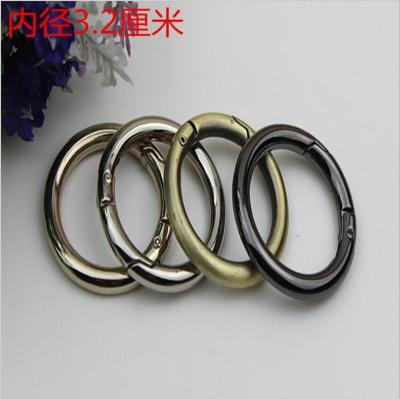 China Wholesale nickel 32mm diameter easy open metal spring gate o ring carabiner O ring for sale