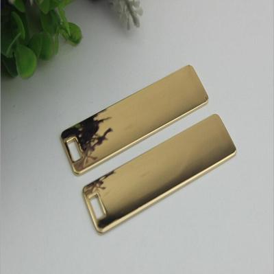 China Super quality custom handbag hardware gold 70 mm length rectangle shape metal logo plate without letters for sale