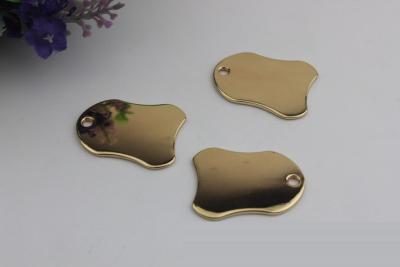 China Handbag 35*27 mm light gold zinc alloy metal logo label tags with nickel free for sale