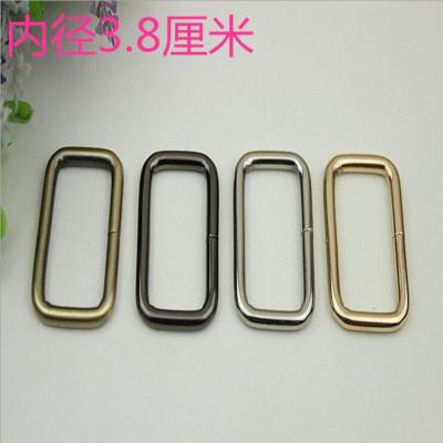 China Bag Iron Wire Smooth Shiny Gunmetal 38 MM Square Buckle Ring with Hanging Plating for sale