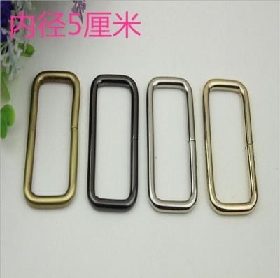 China Wholesale 50 mm light gold metal wire iron square ring strap buckle for bags for sale