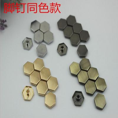 China Super cheaper factory price bag fitting small flat six-sided nickel color metal buckles and rivets for sale