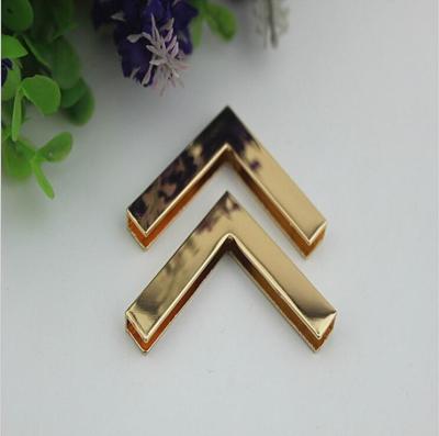 China Accept OEM light gold 40 mm right-angle metal corner protector for wooden box decorative for sale