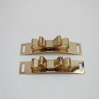 China Metal shoe hardware accessories gold butterfly bow shape iron sheets shoelace buckles for sale