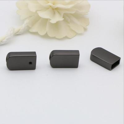 China Custom Made Handbag Metal Accessories Gunmetal Color Rope End Clip Cord Stopper for sale