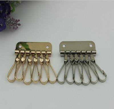 China Cheaper Customized Iron Nickel Color Zipper Crocodile Leather Key Case Card Holder Hook 6 Keychain for sale