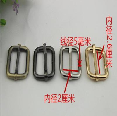 China Hot sales hanging brush anti brass color 26 mm iron adjust square ring adjustable buckle for bags for sale