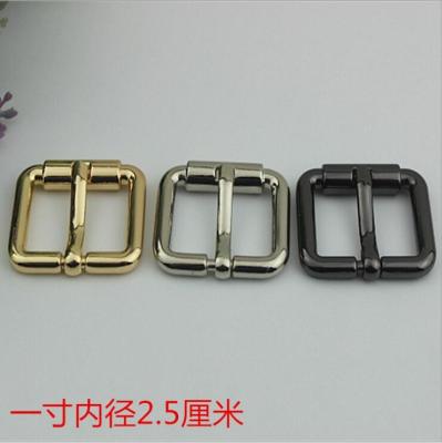 China Bag Parts Accessories Zinc Alloy Shiny Gold 25 MM Roll Pin Belt Buckle For Sales for sale