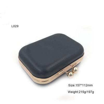 China Factory price evening bag square shape plastic shell with gold purse metal frame for sale