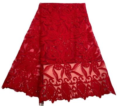 China Breathable African Lace Fabric Nigeria Mesh Fabric With Sequin Beads Swiss Lace for sale