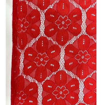 China Red Good Quality Wedding Dress Embroidery Design Spandex Breathable Fancy Floral Nylon Lace Fabric for sale