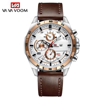 China Genuine Full Calendar Watches for Men Fashion Rose Gold Leather Business Calendar Waterproof Suppliers Low Moq Logo Quartz Men's Watch Custom Made for sale