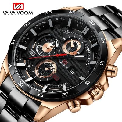 China Full calendar men's sports watches manufacture simple customization design fashion brand stainless steel band waterproof calendar quartz watch for sale