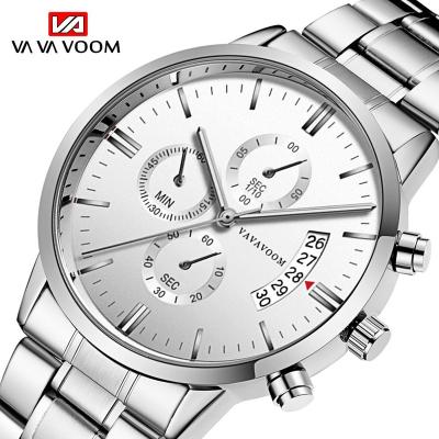 China New full calendar men's business sports watch original free shipping simple fashion stainless steel waterproof quartz calendar custom watch for sale