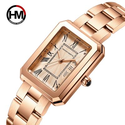 China Hannah Martin Designer Fashion New Luxury Calendar Rose Gold Women Watch Japan Quartz Movt Full Strap Waterproof Wrist Watch For Lady for sale