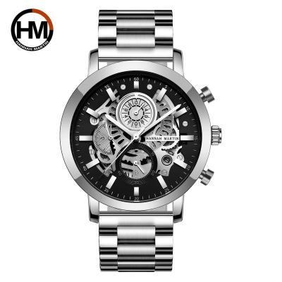 China Hannah Martin Complete Calendar Custom Stainless Steel Skeleton Men's Quartz Wrist Chronograph Waterproof Design Watches Online for sale