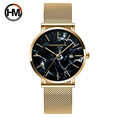 China Hannah Martin Top Brand Men's Calendar Gift Business Fashion Water Resistant Simple Relogio Feminino Mesh Full Strap Steel Clock Wrist Watch for sale