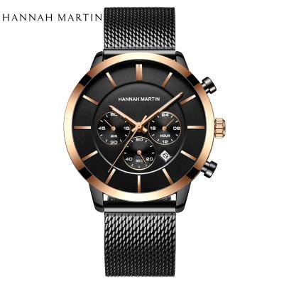 China 2021 Classic OEM Calendar Stainless Steel Logo Design Full Waterproof Quartz Analog Wrist Business Men Watches Custom Logo Order for sale