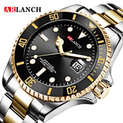 China Complete Calendar Manufacturer Directly Sells Men's Classic Water Ghost Top Series Stainless Steel Green Gold and Black Calendar Quartz Watch for sale