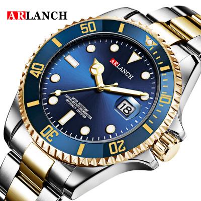 China Complete Calendar Men Watch Blue Manufacturer Customized Quartz Men Design Stainless Steel Private Label Business Classic Series Golden Hand Watch for sale