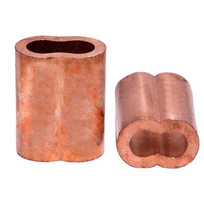 China Rust Resistant And Easy To Process Factory Direct Sale 0.8mm Various Sizes In Running Cable Wire Rope Clip 8 Shape Sleeve Hourglass Copper Ferrule Stop for sale