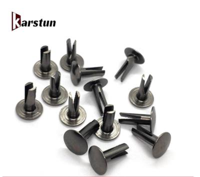 China Non-standard high quality stainless steel nickel plating metal iron bifurcated split rivet for ski boots for sale