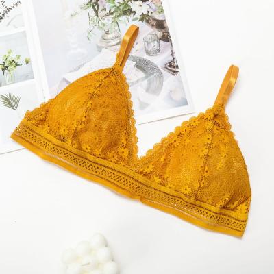 China Fashion V lace girl bra women's soft bras thin sexy lingerie wireless deep seamless QUICK DRY underwear for women for sale