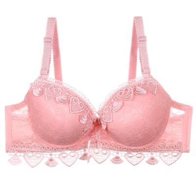 China 2023 QUICK DRY new style beautiful heart small boobs push up bra tassels maiden wire padded sexy teen bra for sale