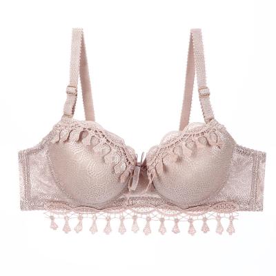 China Beautiful QUICK DRY beautiful girl bra cute Japanese style Underwire B cup lift up to lace up fringed bra for young girls for sale