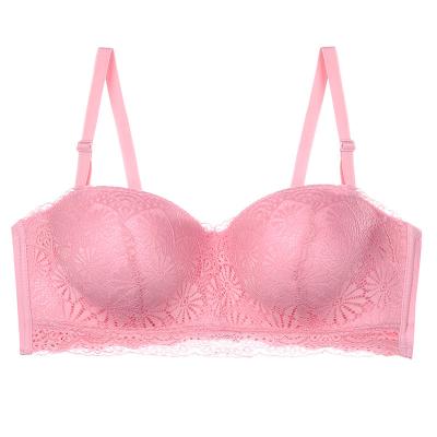 China QUICK DRY Solid Sexy Cup Lace Pink 42C Pump Breathable Nylon Nylon Padded Underwire Ladies Lingerie Bras for sale