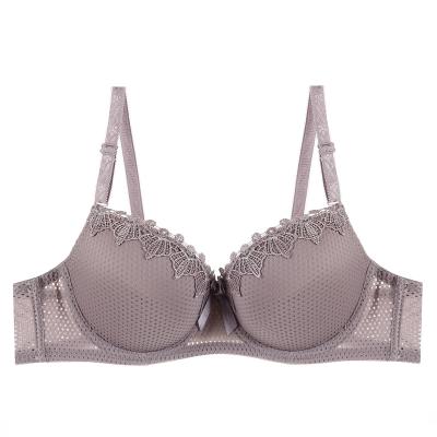 China Customized Lift Up QUICK DRY Logo Floral Lace Underwire Breathable B Cup Hollow Out Net Bra For Women for sale