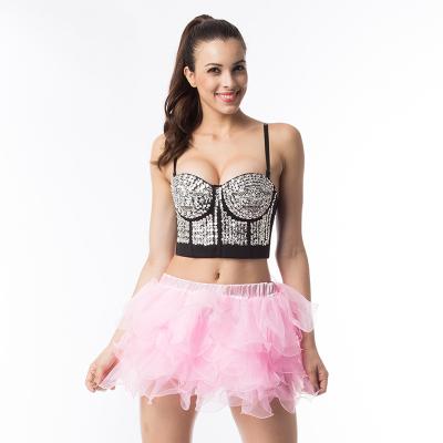 China from above & Tees Women Hand Embroidered Glitter Sequins Sexy Ladies Punk Bra Club Singers Dancer Costumes for sale