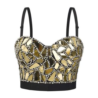 China Top framing MOQ party nightclub rhinestone antibacterial sleeveless sexy corset sequins tops women shapers for sale