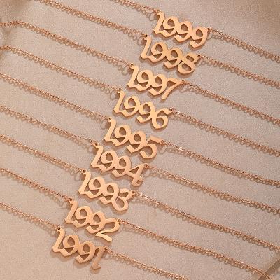 China Custom Gold Plated Best Friend Jewelry 1987-2001 TRENDY Birth Year Necklace Stainless Steel No Fade Pendant BHNP070 for sale