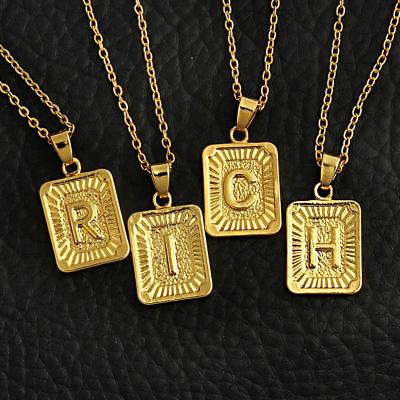 China BHNP083 CLASSIC Jewelry Medal Gold Letter Necklace Pendant Square Initial BHNP083 for sale