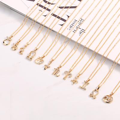 China Wholesale Hot Sale CLASSIC Crystal Gold Plated Zodiac Necklaces Pendants For Women BHNP058 for sale