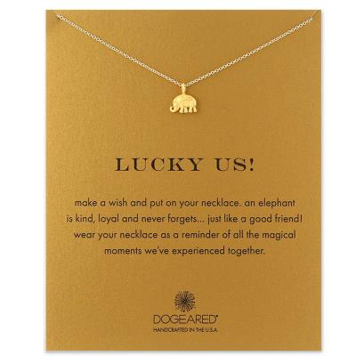 China Wholesale TRENDY Most Popular Lucky Necklace Gold Plated Jewelry Clavicle Chain Pendant Necklaces Best Wishes With Message Gift Certificate for sale