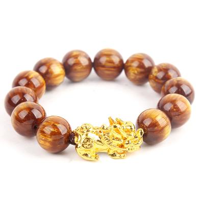 China Ethnic Gold Plated Wealth Pixiu Feng Shui Bracelet Golden Silk Willow Beads Animal Lucky Bracelet BHBP006 for sale