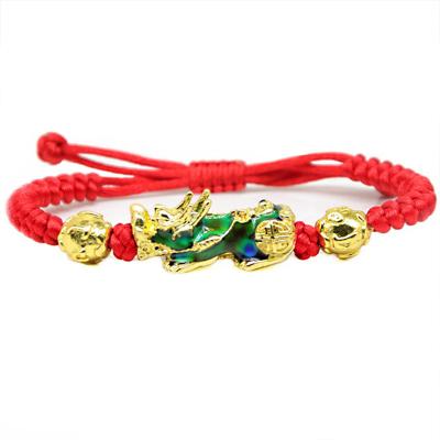 China Office/Career Attract Wealth Red or Black String Adjustable Lucky Feng Shui Pixiu Bracelet BHBP001 for sale