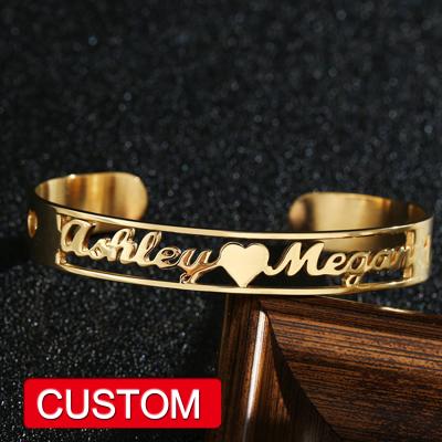 China CLASSIC Custom Engraved Mother Daughter Bracelet Personalized Name Bracelets Stainless Steel Hollow Bracelets Gifts For Women for sale