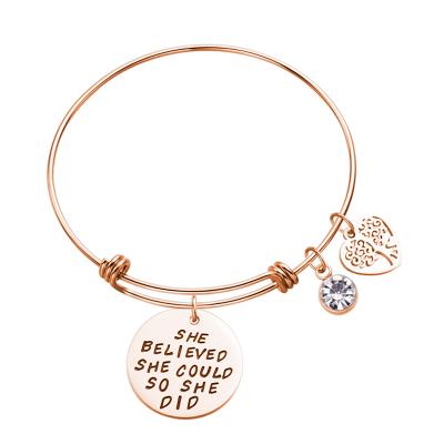 China CLASSIC She Believed She Could So She Did Inspired Bracelet Keep Going Charm Bracelet Adjustable Bracelet BHBP033 for sale