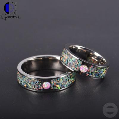 China Gentdes CLASSIC Jewelry Wedding Band Titanium Opal Ring Simple Rings Wedding Pair Ring for sale