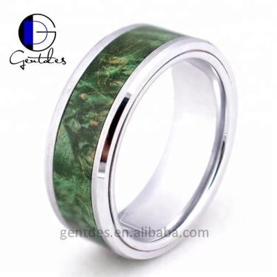 China Gentdes Jewelry CLASSIC Green Stabilized Tungsten Wood Ring For Men for sale