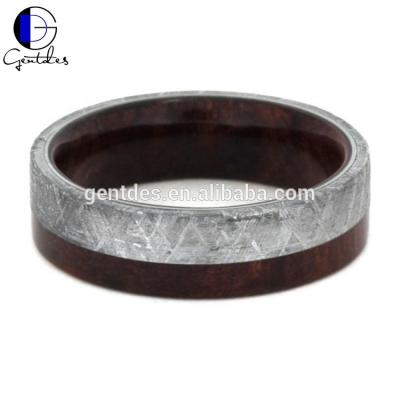 China Custom Ruby Redwood Inlay Titanium Gibeon Meteorite Ring from Gentdes CLASSIC Jewelry for sale