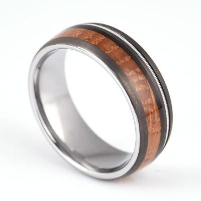 China Gentdes Jewelry Fashion Whiskey Guitar Wood String Inlay Tungsten CLASSIC Wedding Rings for sale