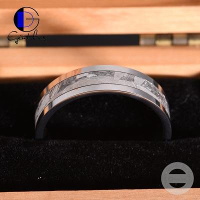 China CLASSIC Jewelry Mens Gentdes Ring Titanium Wedding Band With Meteorite Inlay for sale