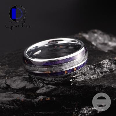 China Real Seymchan CLASSIC Meteorite Jewelry Gentdes Inlay Wood Wedding Ring for sale