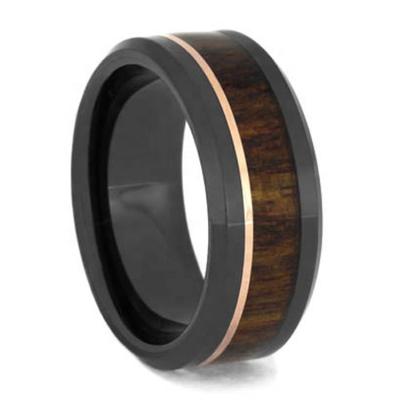 China Gentdes CLASSIC Jewelry Rosewood and Wholesale Rose Gold Inlay Ceramic Wedding Rings for sale